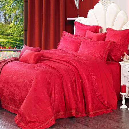愉悦家纺婚庆床上用品四件套正品结婚床上用品红色四件套纯棉